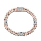 Two tone Diamond Cuban Bracelet with Butterflies - Shyne Jewelers 170-00292 Rose & White Gold Shyne Jewelers