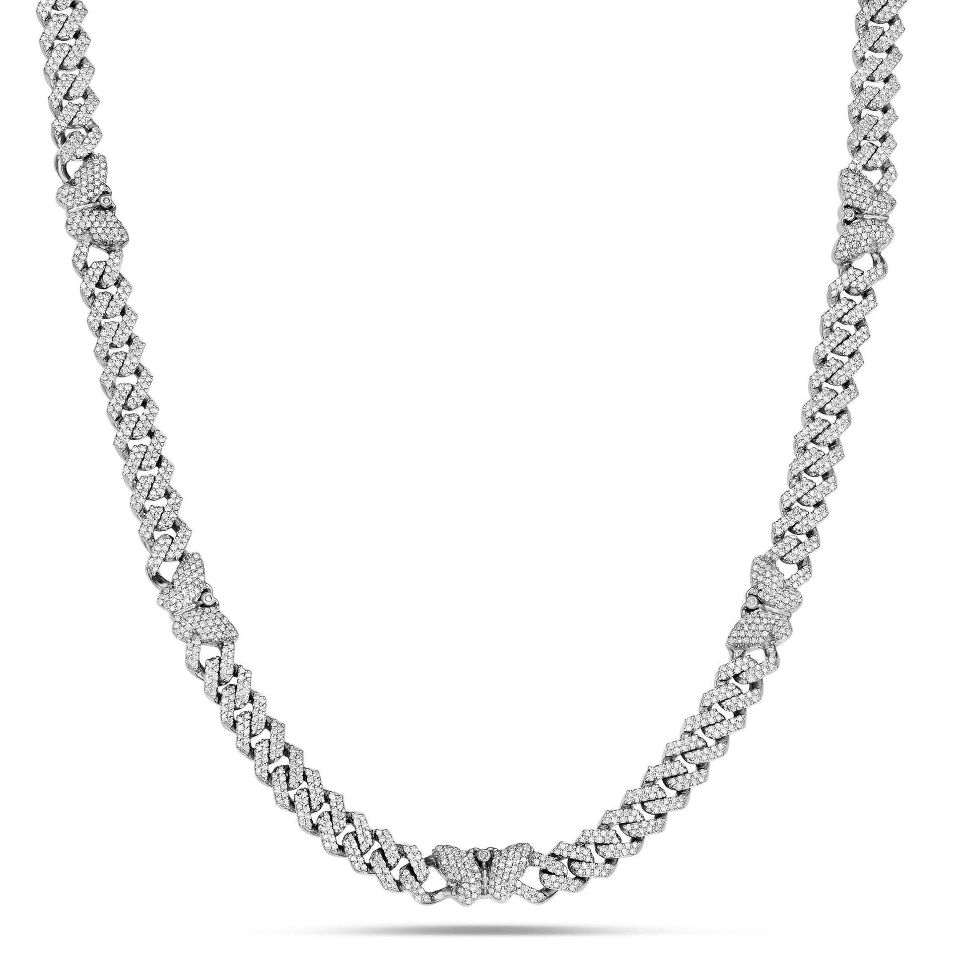 Two tone Diamond Cuban Chain with Butterflies - Shyne Jewelers 165-00378 White Gold Shyne Jewelers