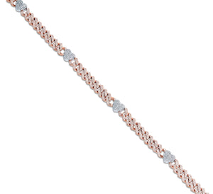 Two tone Diamond Cuban Chain with Hearts - Shyne Jewelers 165-00380 Rose Gold Shyne Jewelers