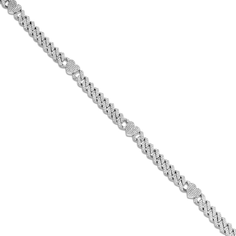Two tone Diamond Cuban Chain with Hearts - Shyne Jewelers 165-00380 White Gold Shyne Jewelers
