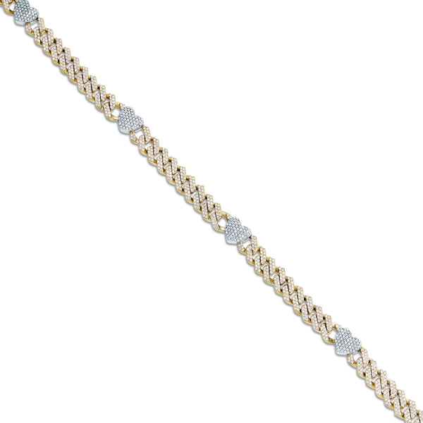 Two tone Diamond Cuban Chain with Hearts - Shyne Jewelers 165-00380 Yellow Gold Shyne Jewelers