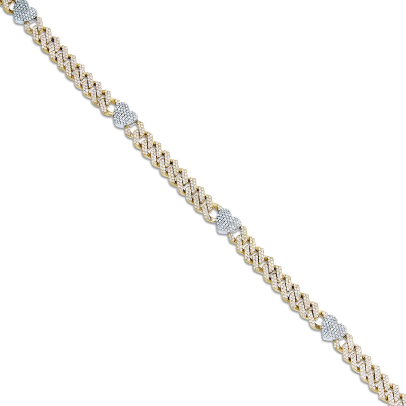 Two tone Diamond Cuban Chain with Hearts - Shyne Jewelers 165-00380 Yellow Gold Shyne Jewelers