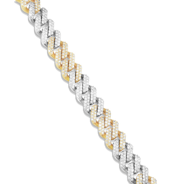 Two-tone Mini Diamond Cuban Bracelet, 8 mm - Shyne Jewelers Yellow & White Gold Shyne Jewelers
