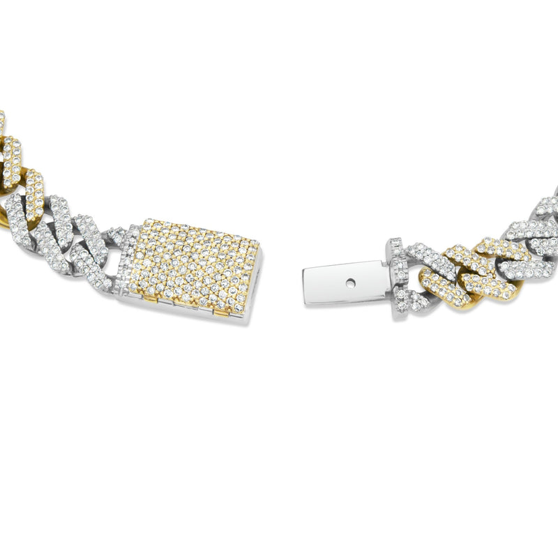 Two-tone Mini Diamond Cuban Bracelet, 8 mm - Shyne Jewelers Yellow & White Gold Shyne Jewelers