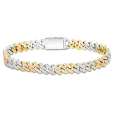 Two-tone Mini Diamond Cuban Bracelet, 8 mm - Shyne Jewelers Yellow & White Gold Shyne Jewelers