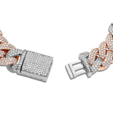 Two tone Prong set Diamond Cuban Bracelet - Shyne Jewelers TTDIACUBANBRC_1 Rose & White Gold Shyne Jewelers