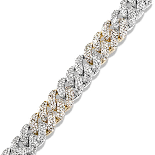 Two tone Prong set Diamond Cuban Bracelet - Shyne Jewelers TTDIACUBANBRC_1 Yellow & White Gold Shyne Jewelers