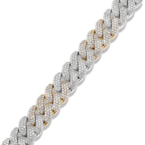 Two tone Prong set Diamond Cuban Bracelet - Shyne Jewelers TTDIACUBANBRC_1 Yellow & White Gold Shyne Jewelers