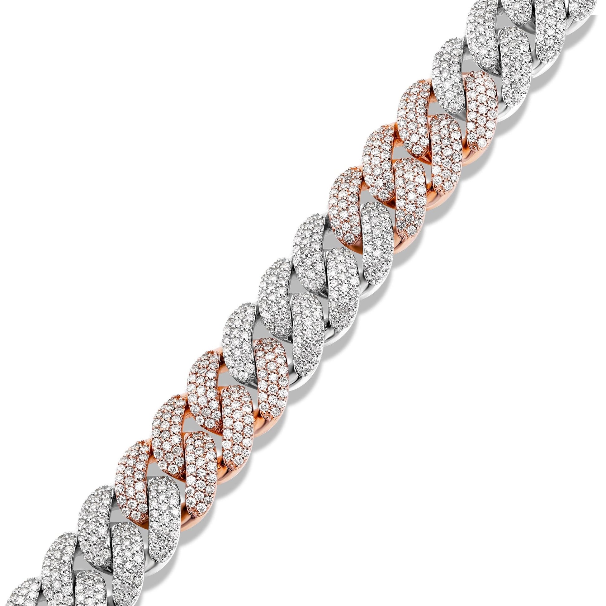 Two tone Prong set Diamond Cuban Bracelet - Shyne Jewelers TTDIACUBANBRC_1 Rose & White Gold Shyne Jewelers
