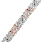 Two tone Prong set Diamond Cuban Bracelet - Shyne Jewelers TTDIACUBANBRC_1 Rose & White Gold Shyne Jewelers