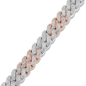 Two tone Prong set Diamond Cuban Bracelet - Shyne Jewelers TTDIACUBANBRC_1 Rose & White Gold Shyne Jewelers