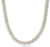 Two-tone Prong set Diamond Cuban Chain, 11 mm - Shyne Jewelers 165-00320 Yellow & White Gold Shyne Jewelers