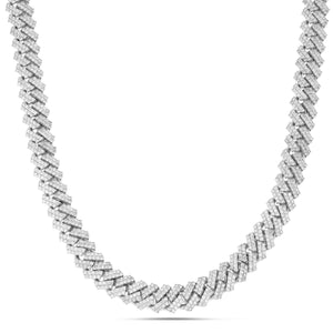 Two-tone Prong set Diamond Cuban Chain, 11 mm - Shyne Jewelers 165-00320 White Gold Shyne Jewelers