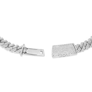 Two-tone Prong set Diamond Cuban Chain, 11 mm - Shyne Jewelers 165-00320 White Gold Shyne Jewelers