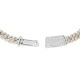 Two-tone Prong set Diamond Cuban Chain, 11 mm - Shyne Jewelers 165-00320 Yellow & White Gold Shyne Jewelers