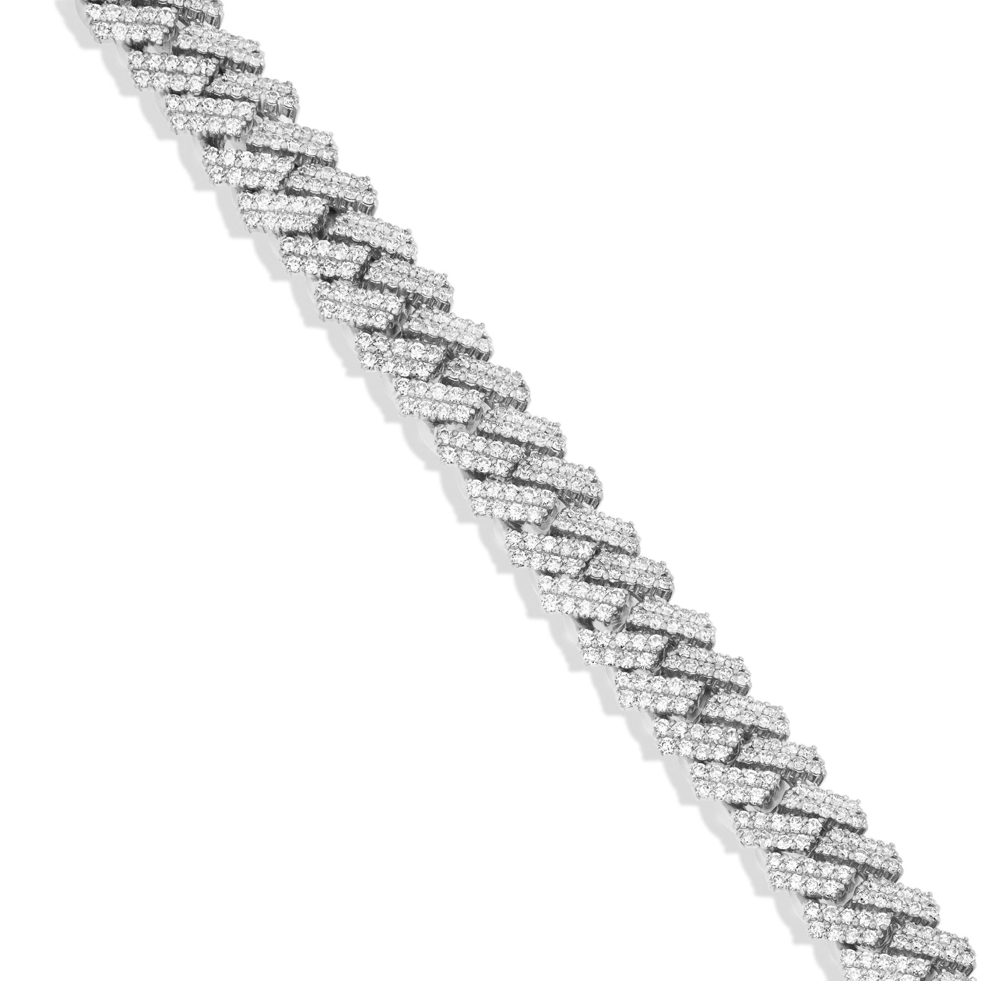 Two-tone Prong set Diamond Cuban Chain, 11 mm - Shyne Jewelers 165-00320 White Gold Shyne Jewelers