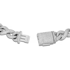 Two-tone Prong set Diamond Infinity Cuban Chain, 14.5 mm - Shyne Jewelers White Gold 16