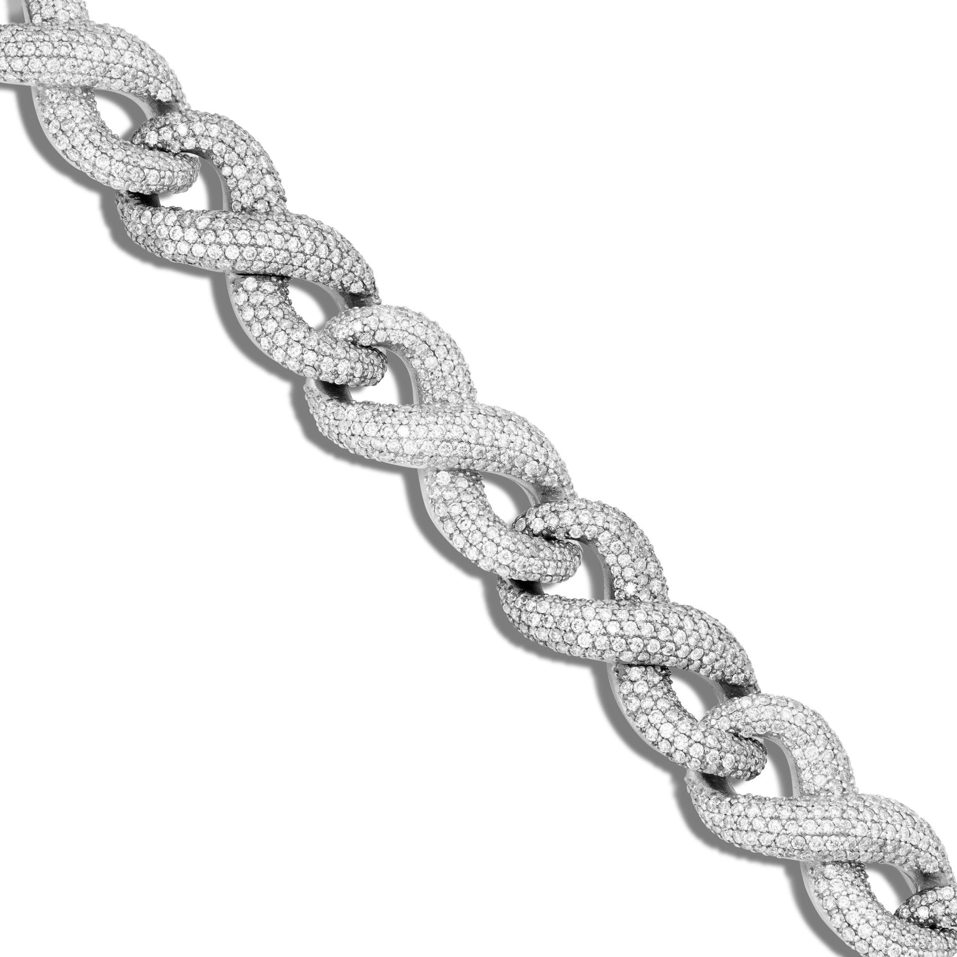 Two-tone Prong set Diamond Infinity Cuban Chain, 14.5 mm - Shyne Jewelers White Gold 16" Shyne Jewelers