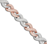 Two-tone Prong set Diamond Infinity Cuban Chain, 14.5 mm - Shyne Jewelers Rose & White Gold 16