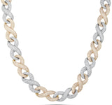 Two-tone Prong set Diamond Infinity Cuban Chain, 14.5 mm - Shyne Jewelers Yellow & White Gold 16