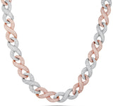 Two-tone Prong set Diamond Infinity Cuban Chain, 14.5 mm - Shyne Jewelers Rose & White Gold 16