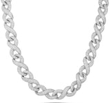 Two-tone Prong set Diamond Infinity Cuban Chain, 14.5 mm - Shyne Jewelers White Gold 16