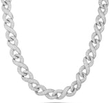Two-tone Prong set Diamond Infinity Cuban Chain, 14.5 mm - Shyne Jewelers White Gold 16