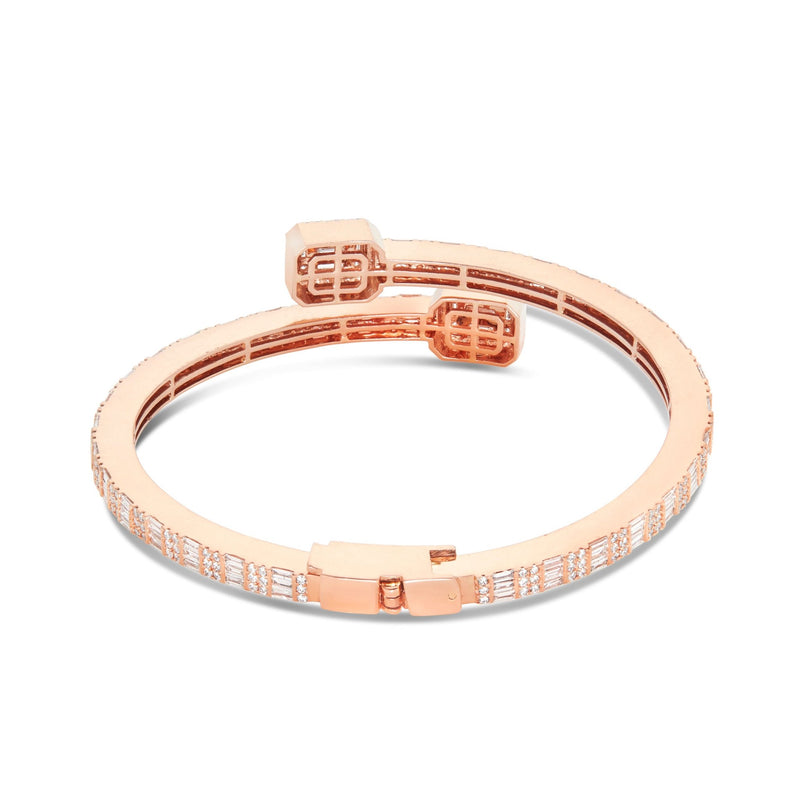 Unisex Baguette Diamond Bangle - Shyne Jewelers Rose Gold Shyne Jewelers