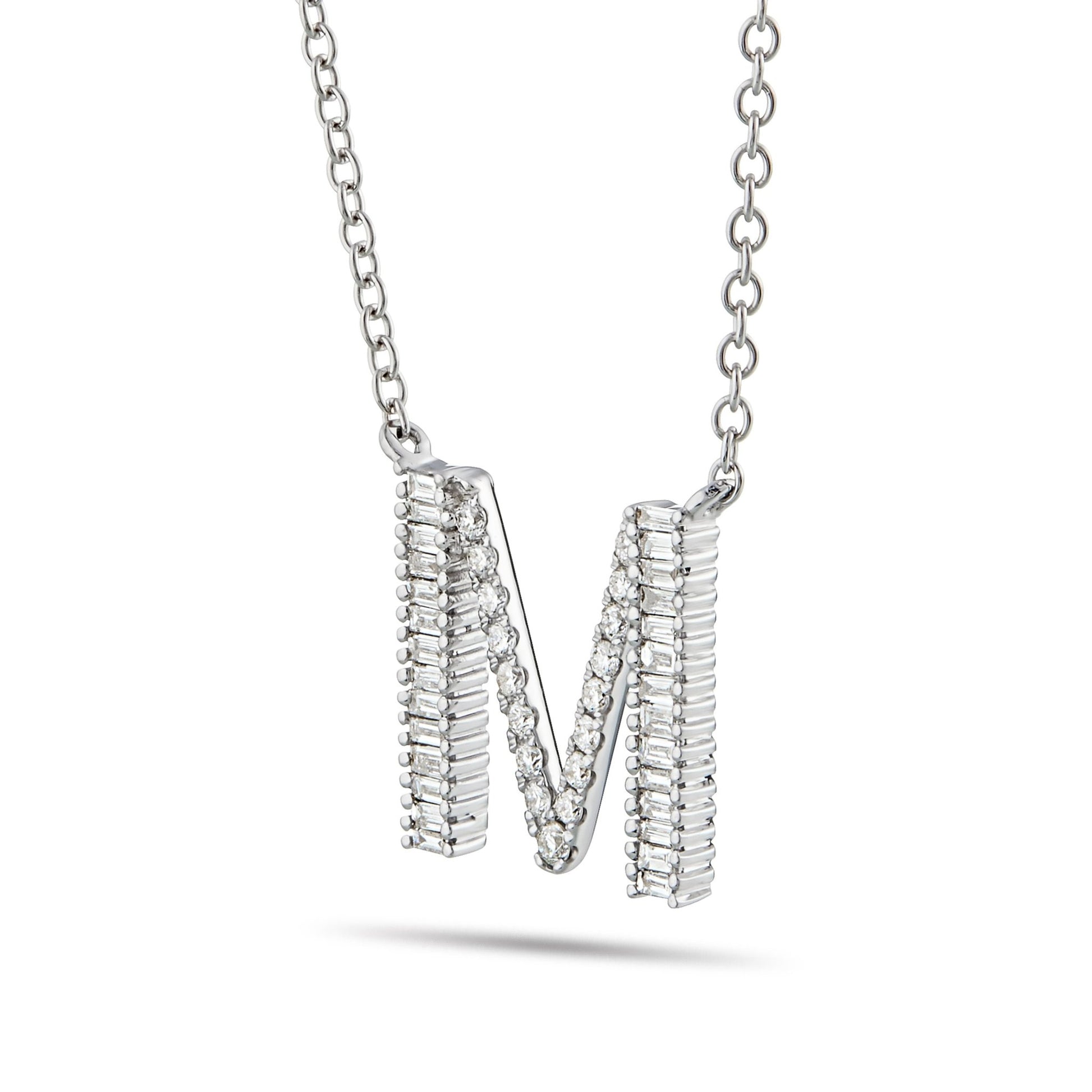 White Gold Baguette Diamond Initial Necklace - Shyne Jewelers 165-00246 Shyne Jewelers