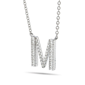 White Gold Baguette Diamond Initial Necklace - Shyne Jewelers 165-00246 Shyne Jewelers