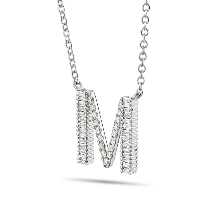 White Gold Baguette Diamond Initial Necklace - Shyne Jewelers 165-00246 Shyne Jewelers