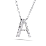 18K White Gold 0.33ct Baguette Diamond Initial Necklace