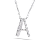 18K White Gold 0.33ct Baguette Diamond Initial Necklace