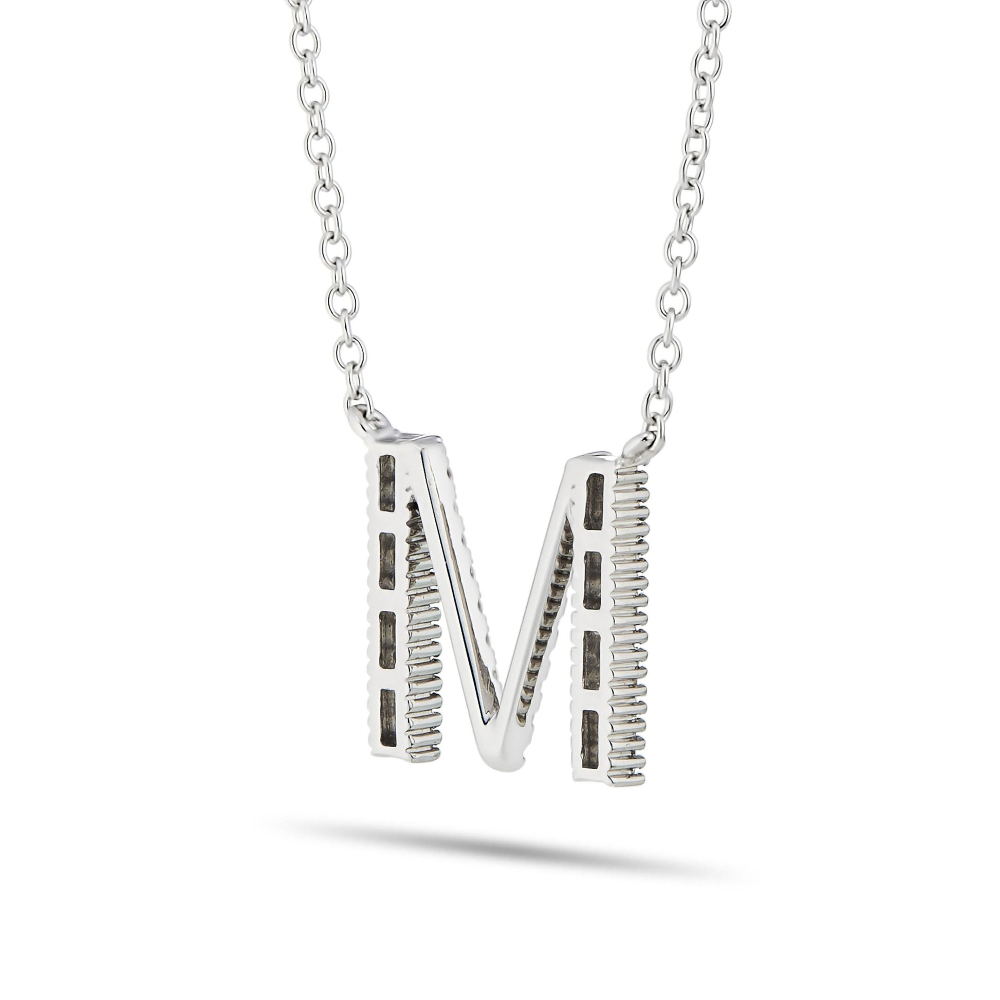 White Gold Baguette Diamond Initial Necklace - Shyne Jewelers 165-00246 Shyne Jewelers
