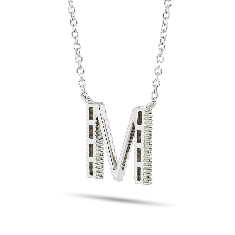 White Gold Baguette Diamond Initial Necklace - Shyne Jewelers 165-00246 Shyne Jewelers