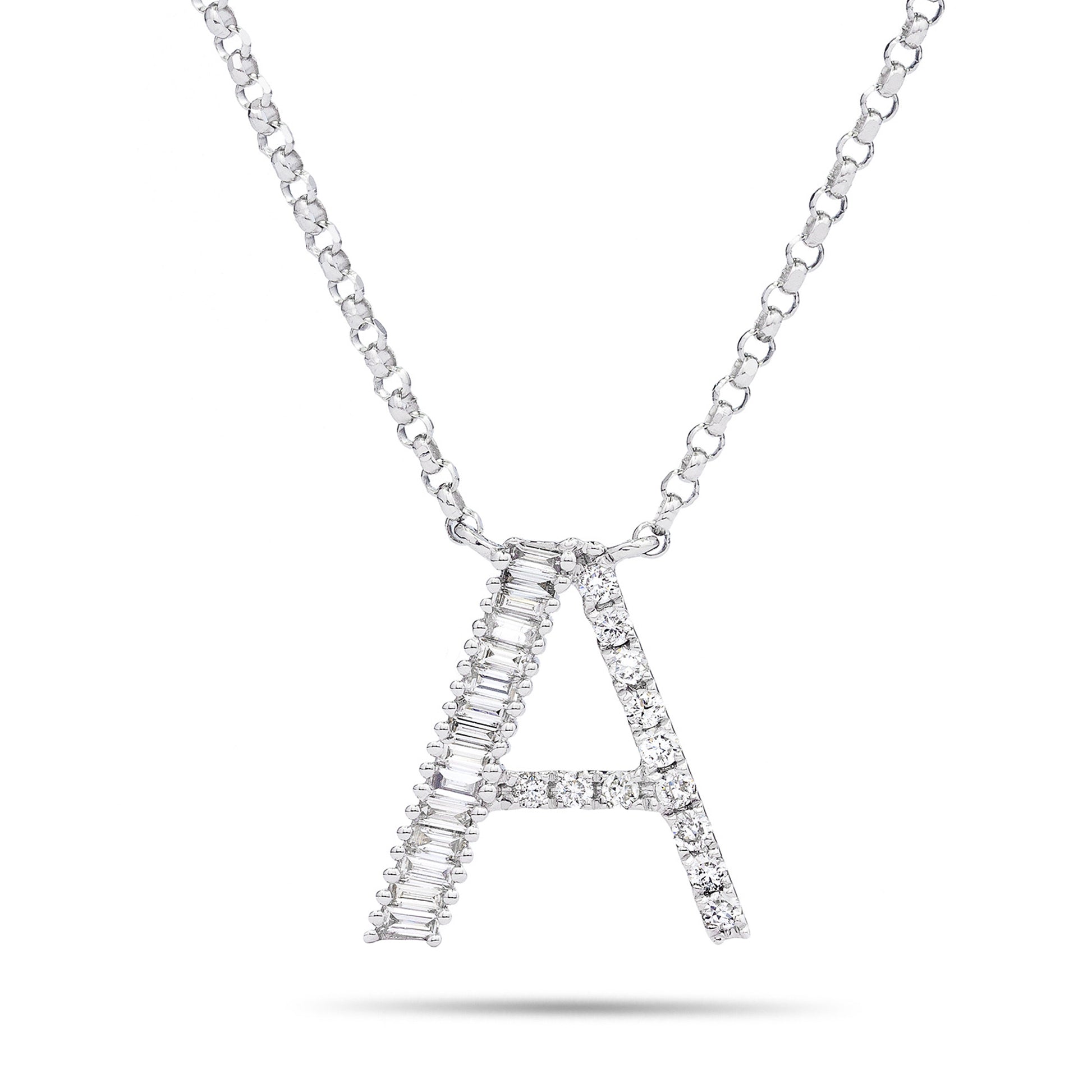 V Initial Necklace with 0.10 Carat TW of Diamonds in 10kt White Gold