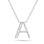 18K White Gold 0.33ct Baguette Diamond Initial Necklace