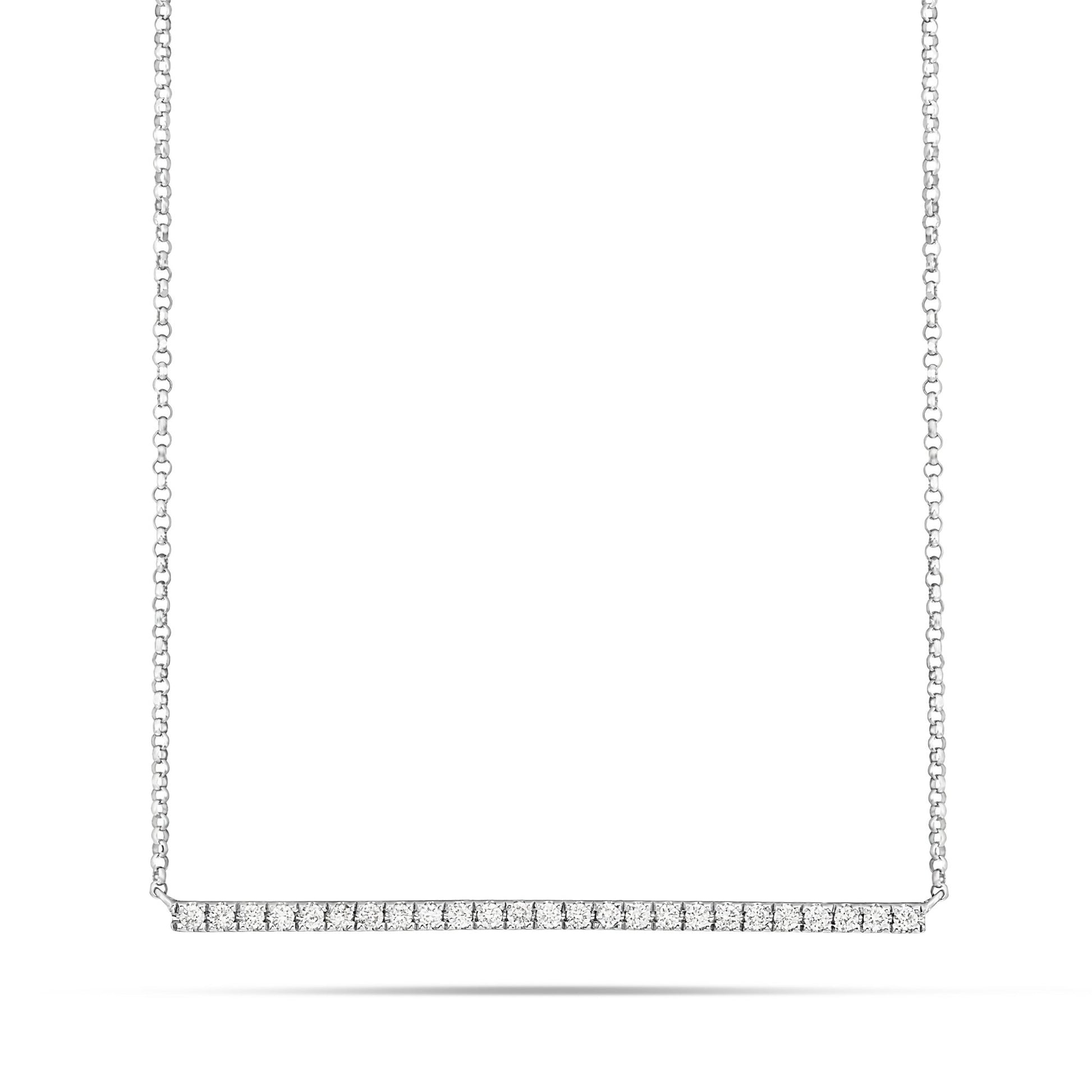 White Gold Diamond Bar Necklace - Shyne Jewelers Shyne Jewelers