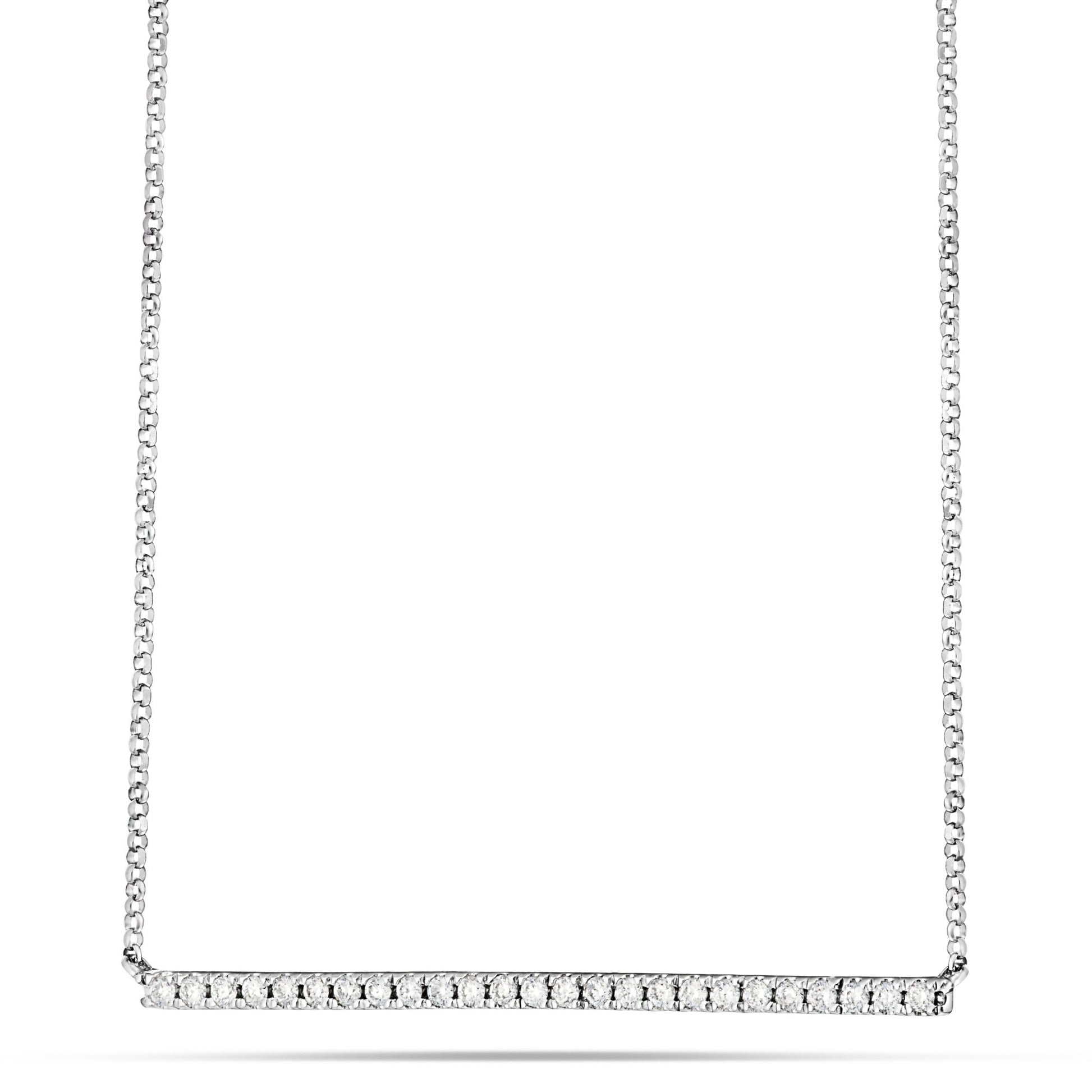 White Gold Diamond Bar Necklace - Shyne Jewelers Shyne Jewelers