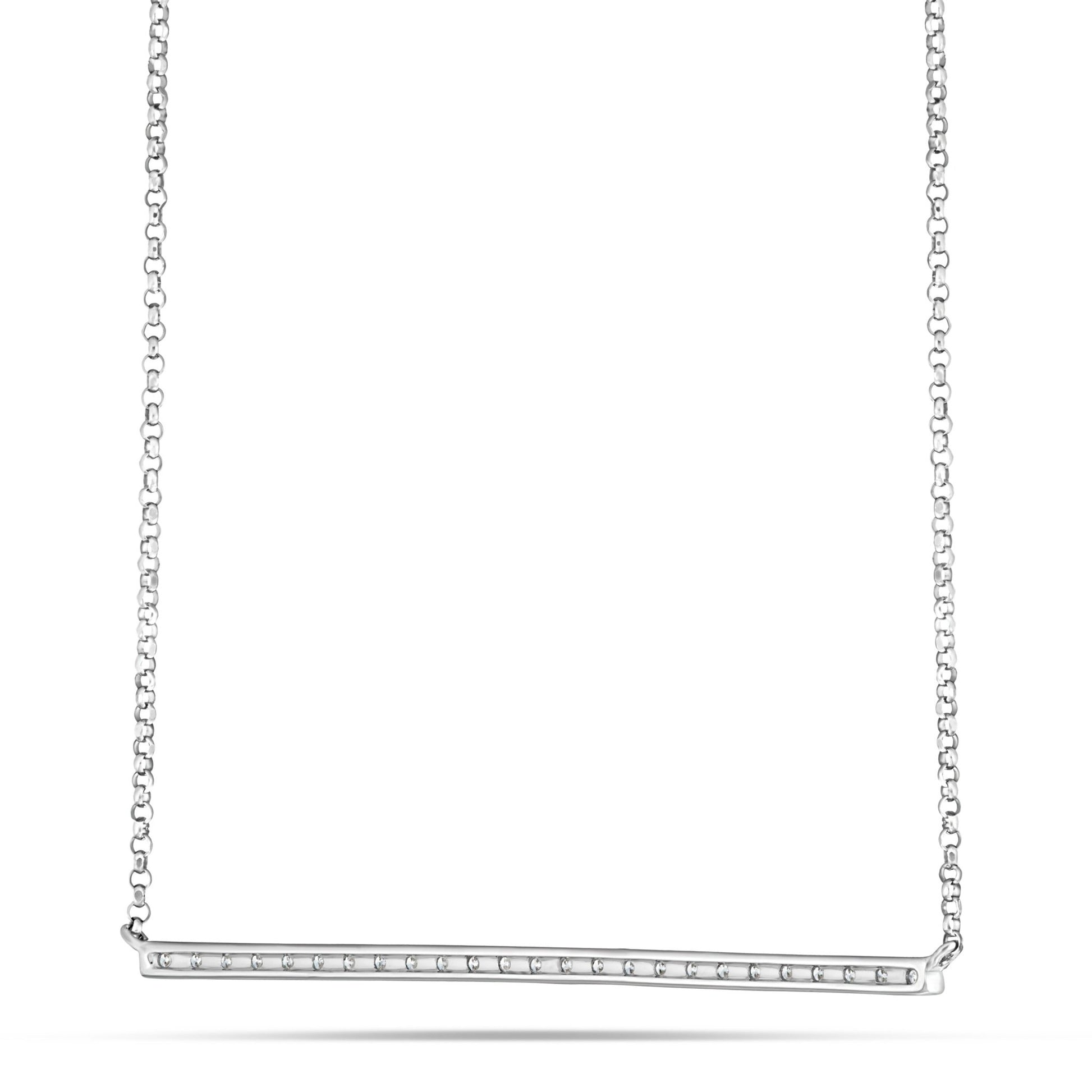 White Gold Diamond Bar Necklace - Shyne Jewelers Shyne Jewelers