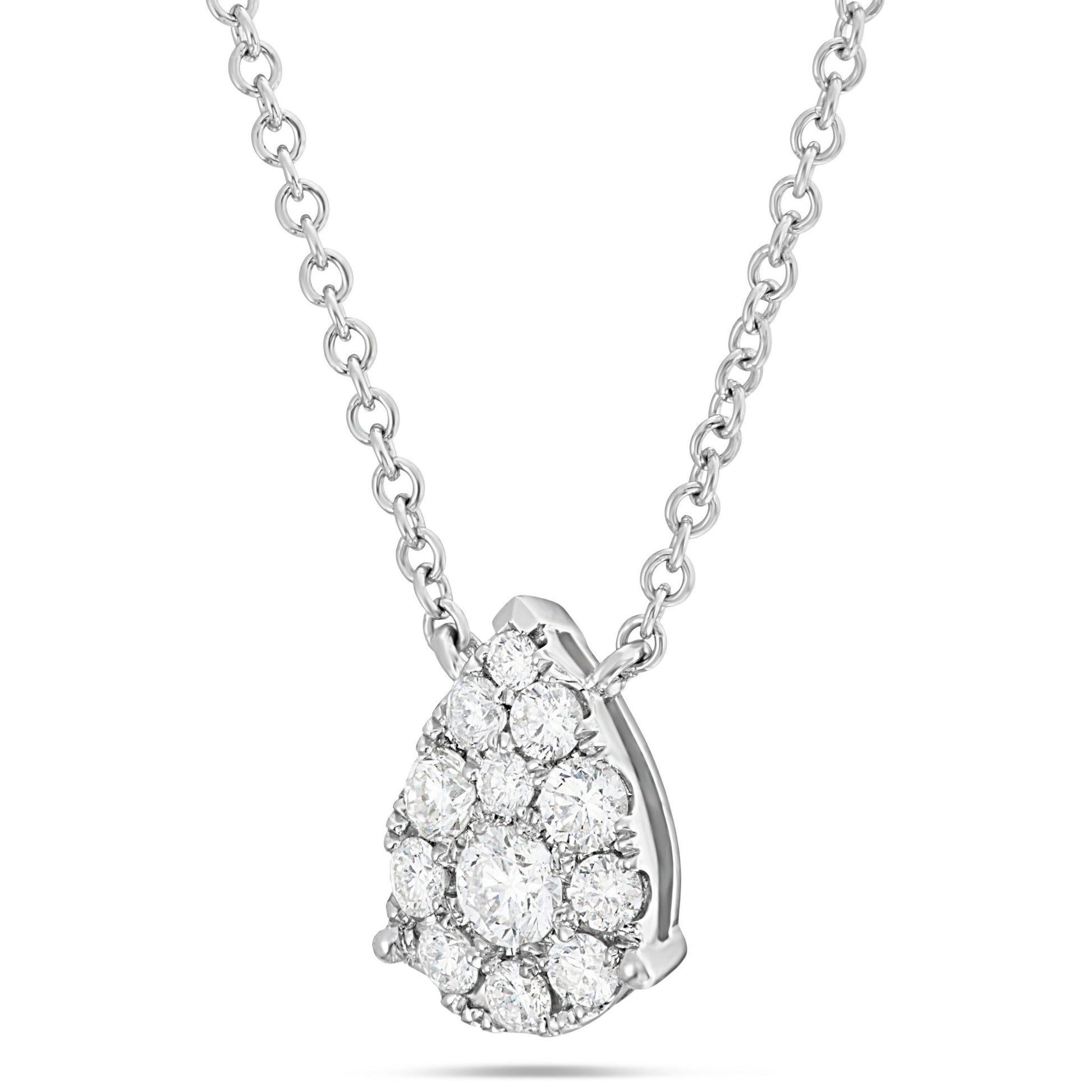 White Gold Diamond Tear Drop Necklace, Large - Shyne Jewelers Shyne Jewelers
