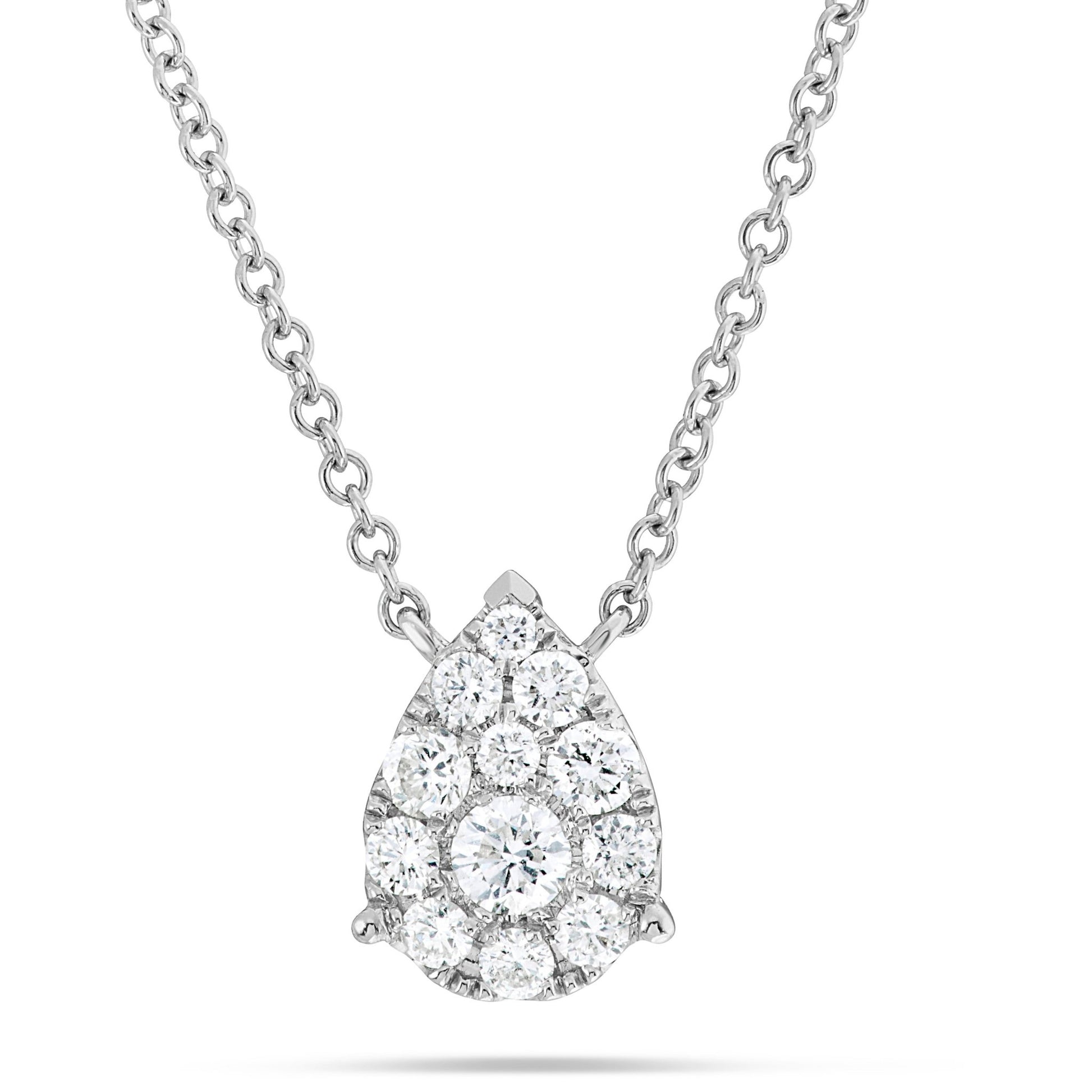 White Gold Diamond Tear Drop Necklace, Large - Shyne Jewelers Shyne Jewelers