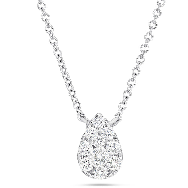 White Gold Diamond Tear Drop Necklace, Small - Shyne Jewelers Shyne Jewelers