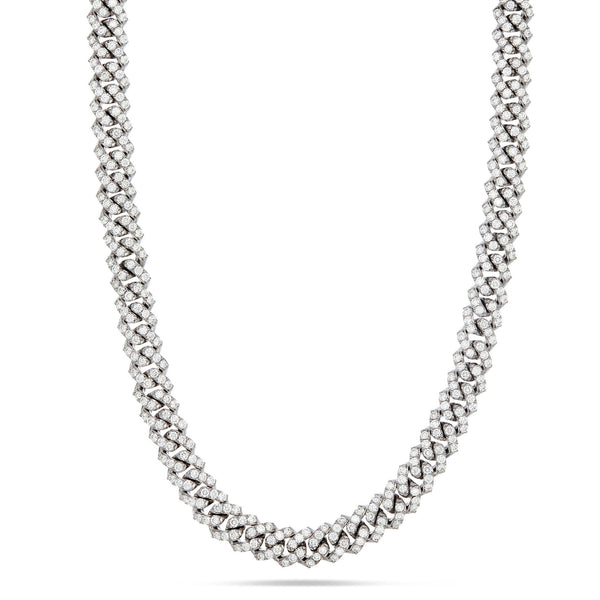 White Gold Prong set Diamond Cuban Chain, 10.5mm - Shyne Jewelers Shyne Jewelers