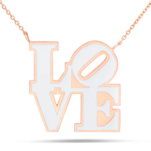 White Philadelphia LOVE Enamel Necklace - Shyne Jewelers Shyne Jewelers