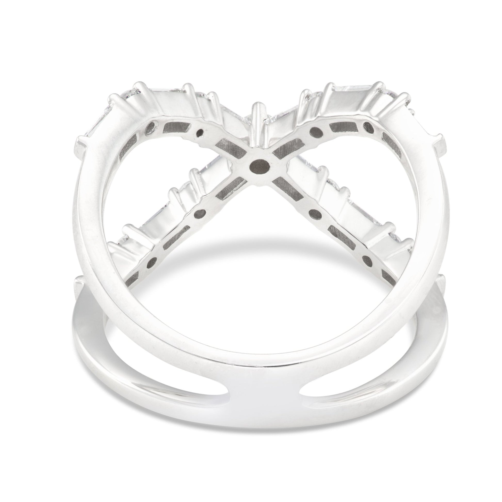 Women's Diamond X Ring - Shyne Jewelers White Gold 4 Shyne Jewelers