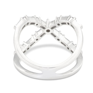 Women's Diamond X Ring - Shyne Jewelers White Gold 4 Shyne Jewelers