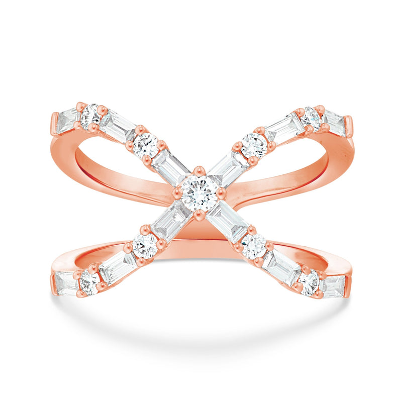 Women's Diamond X Ring - Shyne Jewelers Rose Gold 4 Shyne Jewelers