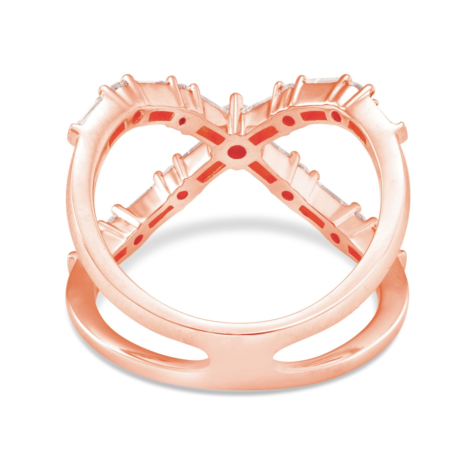 Women's Diamond X Ring - Shyne Jewelers Rose Gold 4 Shyne Jewelers