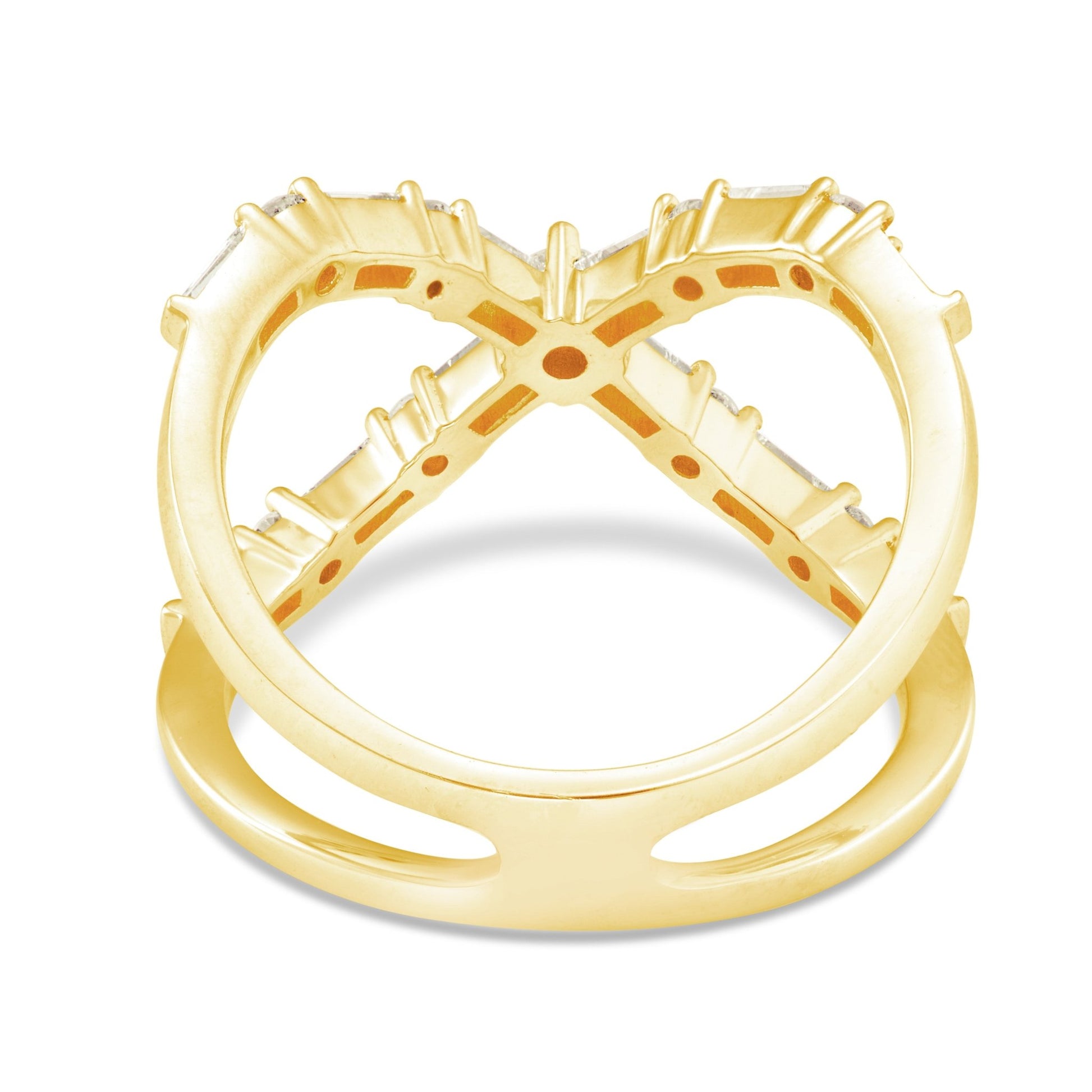 Women's Diamond X Ring - Shyne Jewelers Yellow Gold 4 Shyne Jewelers